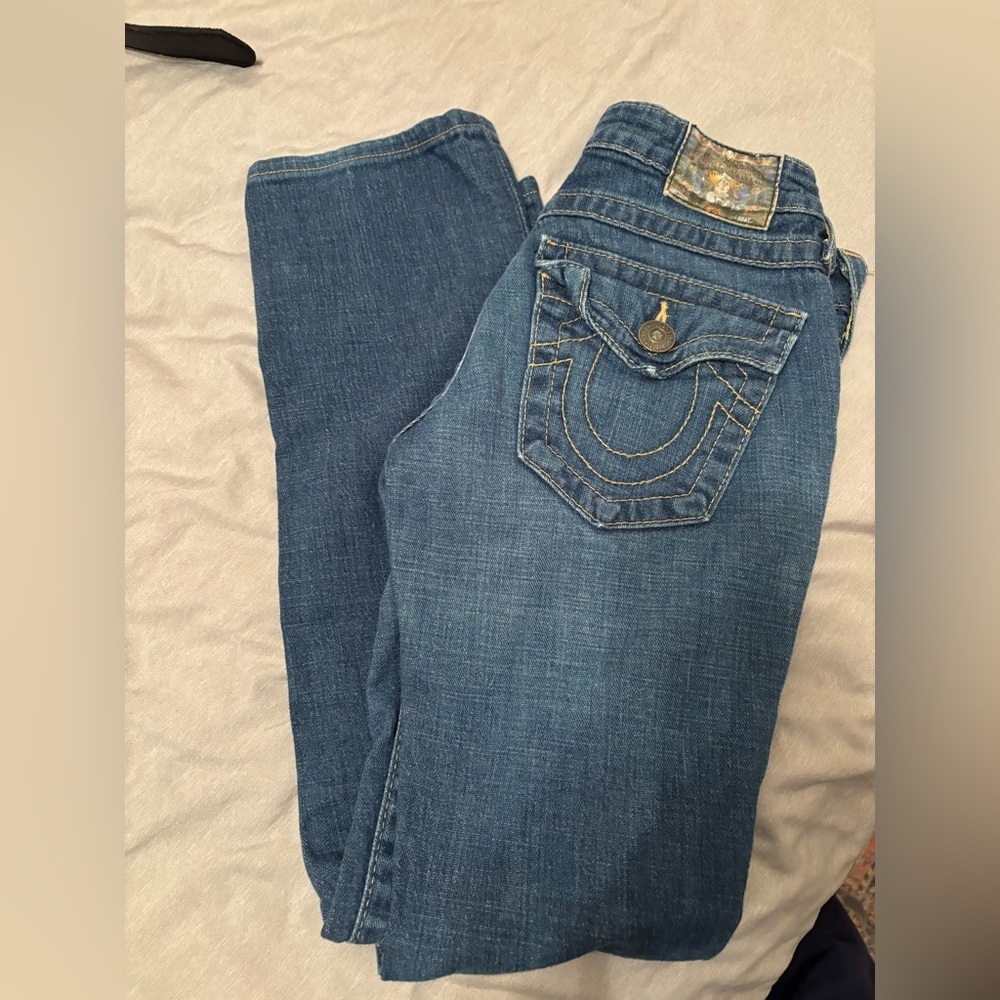 True Religion Women's Boot Cut Jeans in Medium Blue Wash